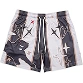 DIOTSR Mens Retro Casual Graphic Shorts Elastic Waistband Streetwear Athletic Basketball Running Active Shorts