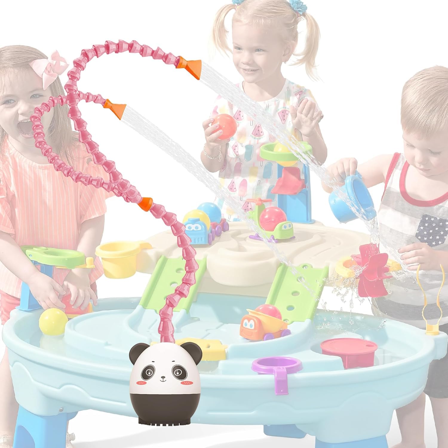 Photo 1 of Panda Outdoor Water Table Play Pump -Dual Hose Design -Toddler Outdoor Toys, Safety First Kids Toddler Water Table Pump for Water Play Table Outside Fun & Creativity-with Panda Story Picture Book