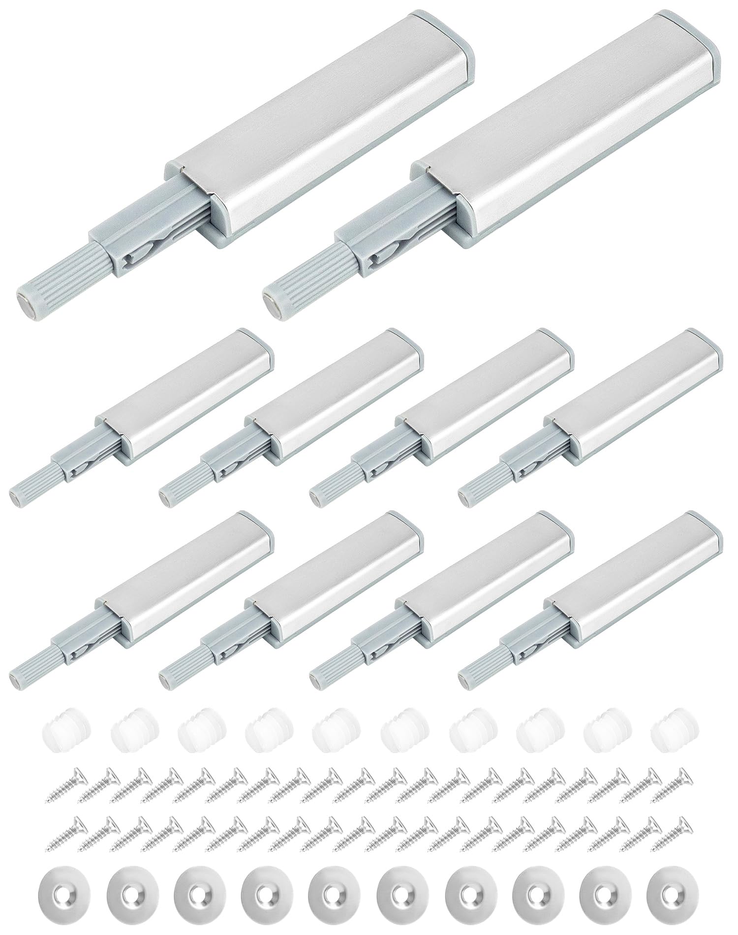 QWORK® 10 Pieces Push to Open Door Catches cabinets, Soft Close Magnetic Door Catch, Screw Fixing, for Drawers, Dressers