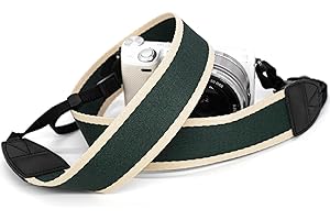 Eggsnow 1.5" Wide Camera Straps, Binocular Strap Universal Shoulder Strap for All DSLR Cameras & Binoculars, Great Gift for Men Women Photographers (D2 - Green Stripe)