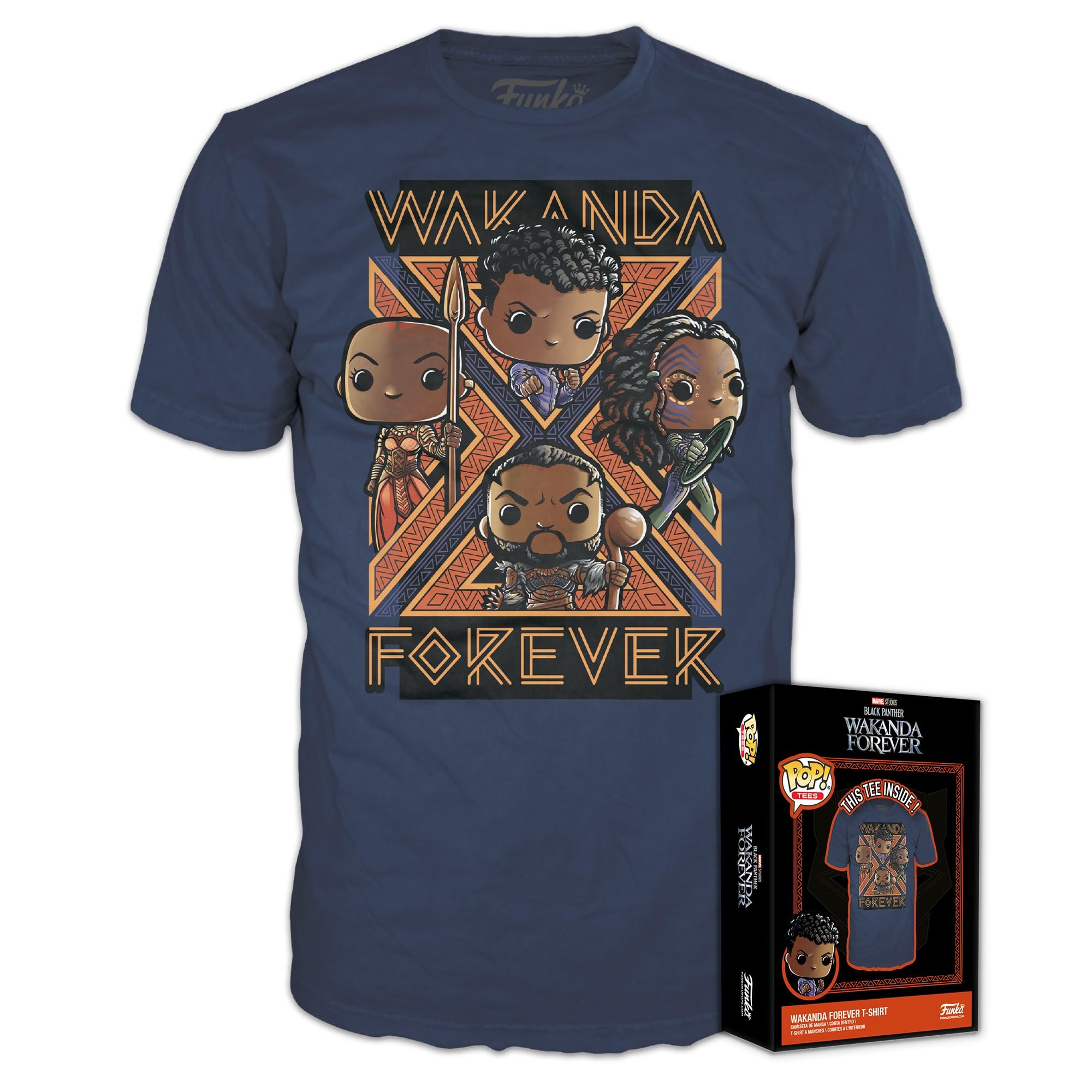 Funko Boxed Tees: Black Pander - Wakanda Forever - Group - (S) - Black Panther - Wakanda Forever - T-Shirt - Clothes - Gift Idea - Short Sleeve Top for Adults Unisex Men and Women - Movies Fans