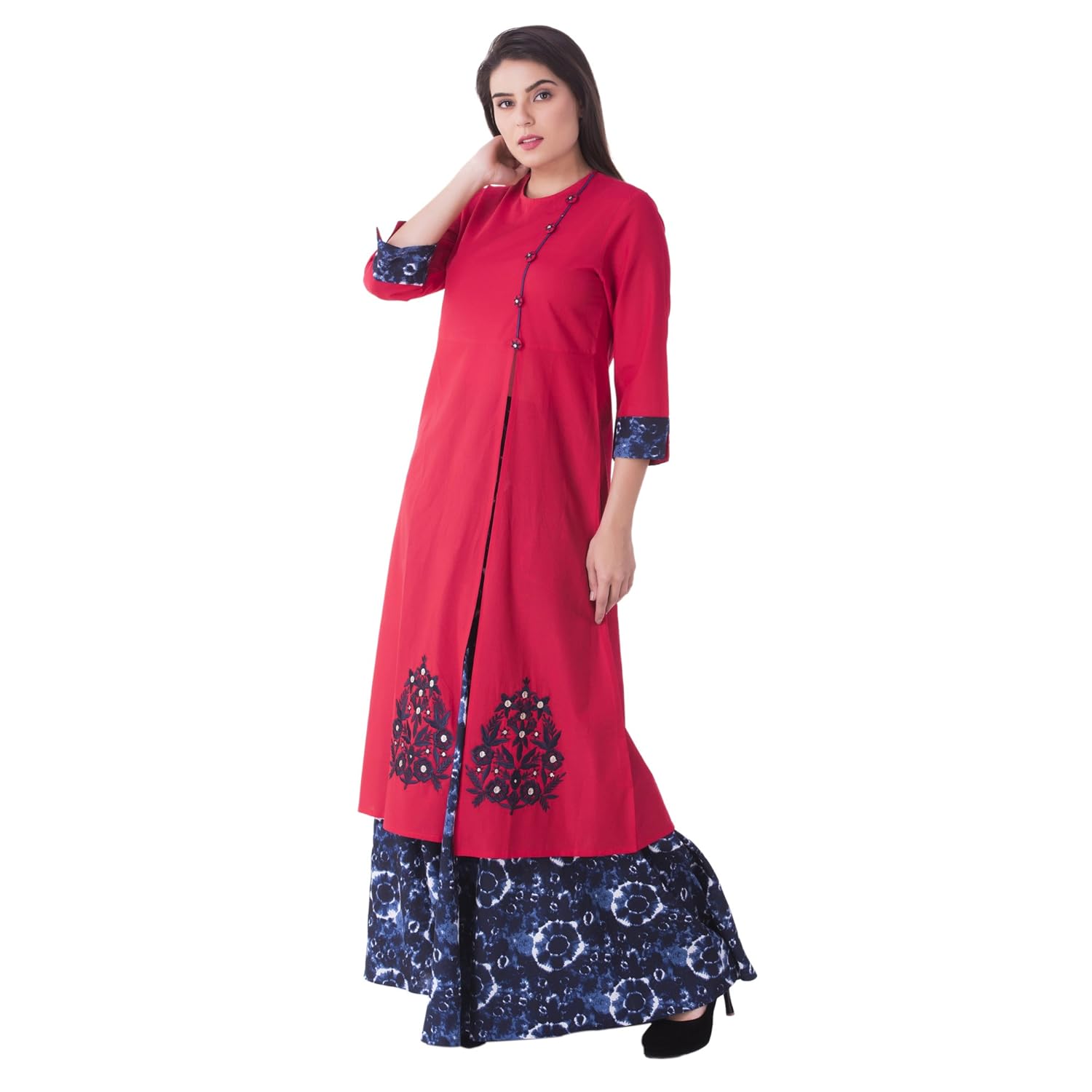 khushal k women's rayon printed kurta with skirt