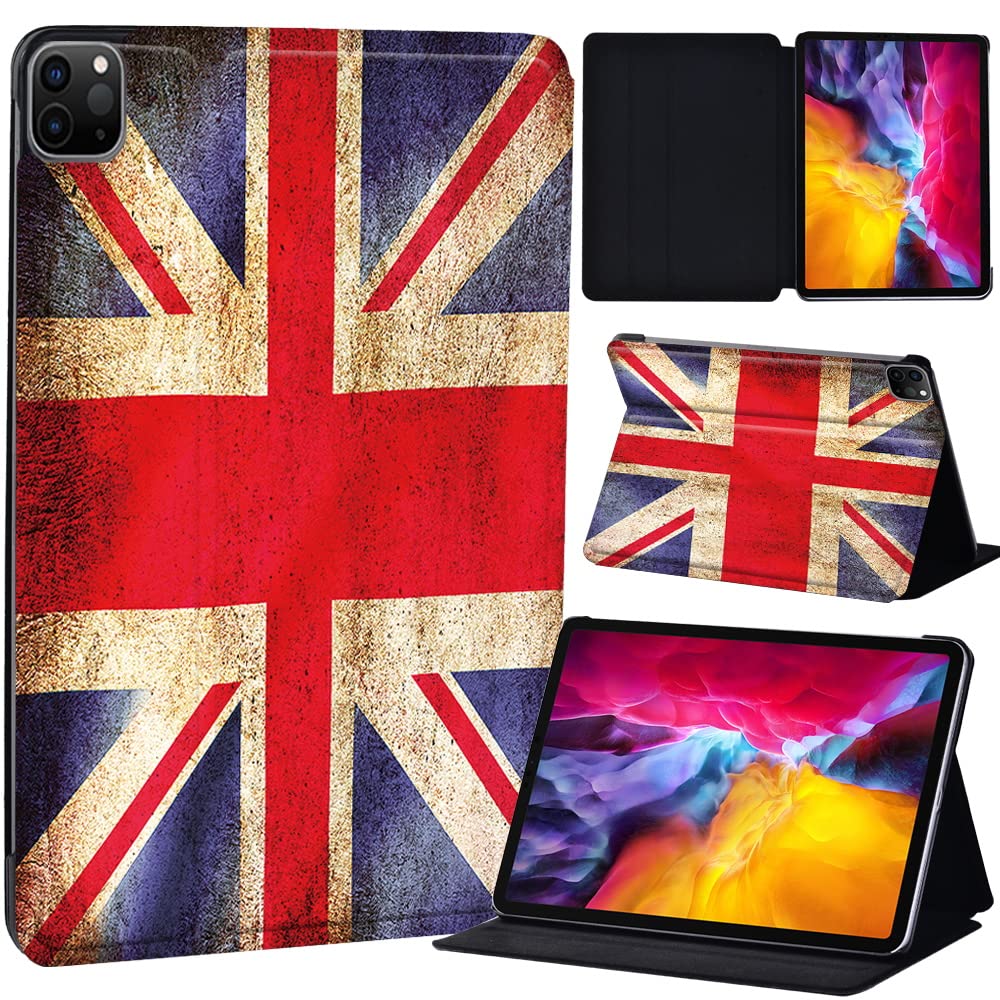 PU Leather + hard shell Ultra slim lightweight Folio Flip Tablet Stand Smart Cover Case Fit iPad Air 4 10.9" (2020) / iPad Pro 11" (2018 2020 2021) (vintage union jack)