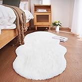 Ghouse Soft Faux Sheepskin Fur Rug 2x4 White Fluffy Bedside Rugs Plush Rug Shag Nursery Carpet Area Rugs for Living Room Bedroom Playing Room Decor