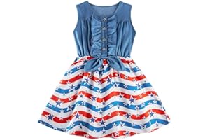 CUTEMILE Little Girls Sleeveless Denim Dresses Casual Bowknot One-Piece Princess Sundress Tutu Skirt 2-8 Years