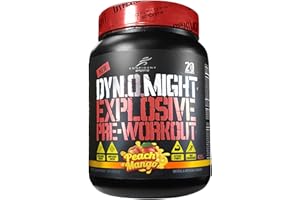 CONFIDENT SPORTS - DYNOMIGHT – Fully Dosed - EXPLOSIVE Pre-Workout – Maximum Absorption Formula - PEACH MANGO - 420 Gram – 20