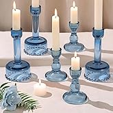 Circle Candlestick Holders Bulk, 6 Pcs Blue Combination Candle Holders Set, Crystal Candle Holders for Wedding, Table Centerpiece, Home Decoration