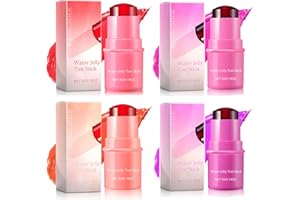 TIRDET 4PCS Milk Cooling Water Jelly Tint, Jelly Tint Makeup Jelly Blush Stick, Cruelty Free, Milk Jelly Blush, Blush Stick for Cheeks and Lips with Gift