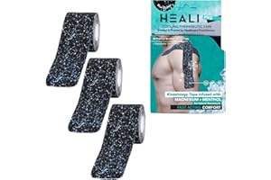 INNOVATIONS BY HEALI Heali Kinesiology Tape 3 Pack, Elastic Sports Tape, Shoulder, Knee, Elbow, Ankle, Waterproof, Latex Free, Magnesium & Menthol Infused, Mobility, Comfort, 20 pcs/Roll, K Tape, Splatter