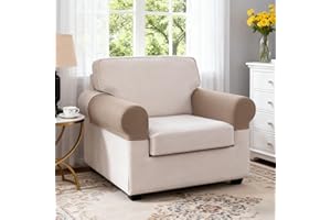 TAOCOCO Couch Arm Covers 2 Pieces Stretch Armrest Cover for Sectional Sofa L Shape, Sofa Arms Covers Soft Washable Furniture Protector(Set of 2 Armrest Cover, Khaki)