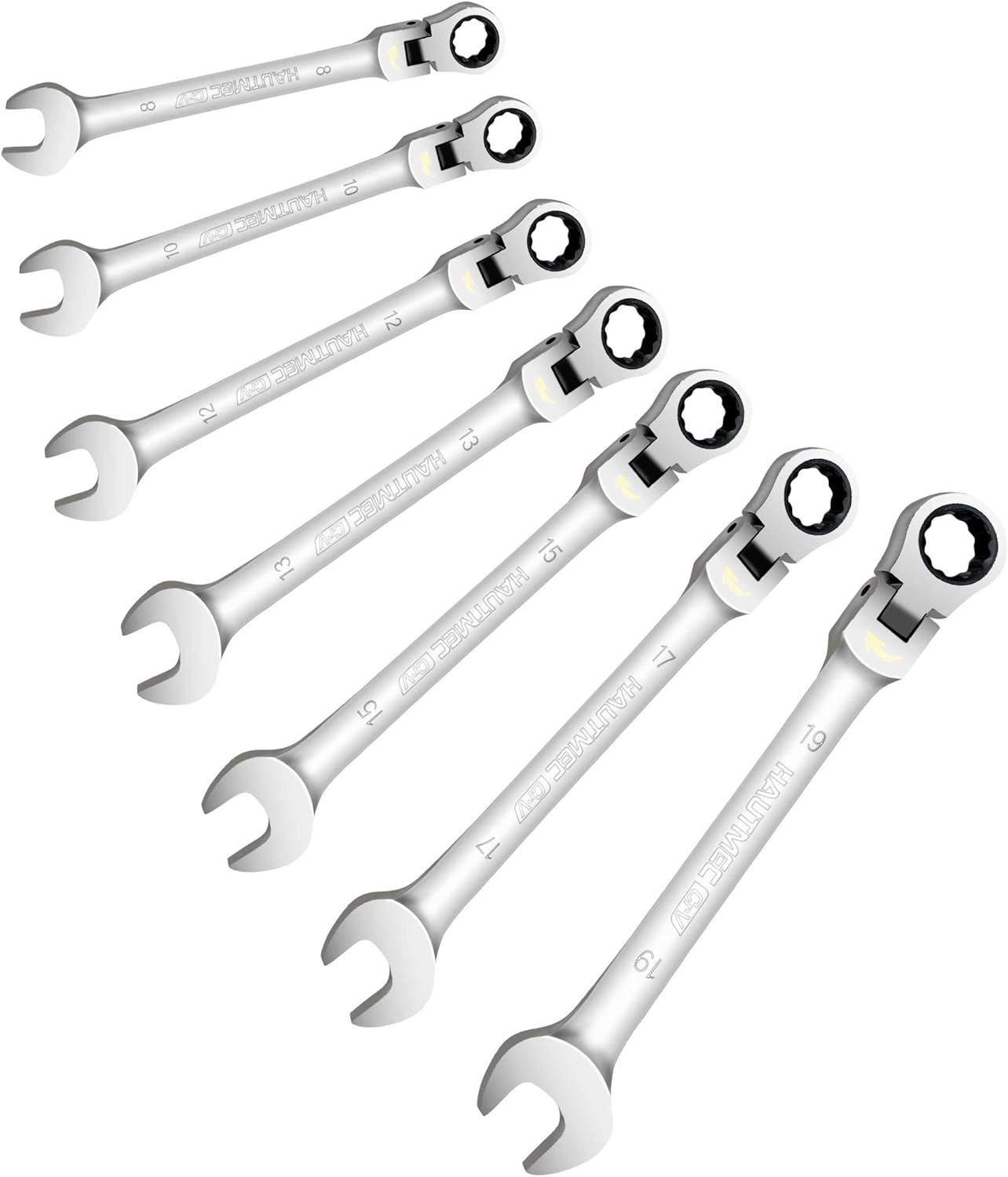 HAUTMEC 7-Piece Flex Head Ratchet Spanner Set, Ratcheting Combination Wrench Set including 72-Tooth 5° Swing Arc - Image 3