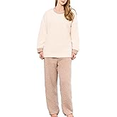 HEARTNICE Fleece Pajama Set for Women, Pullover Fuzzy Long Sleeve Tops and Pants Plush Sleepwear Soft Warm Pjs Lounge 2 Piece