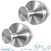 Suction Cup Hooks for Shower, Heavy Duty Stainless Steel, Silver 2 Pack | No Drill Rustproof Vacuum Lock, Strong for Towels Robe Loofah, for Glass Door Tile Wall Window Mirror