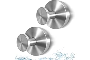 HWERTHREEMER 2026 Upgraded Suction Cup Hooks for Shower, Heavy Duty Vacuum Lock No Drill Stainless Steel Hooks, Rustproof Silver Bathroom Towel Hooks for Glass Door Tile & Windows, 2 Pack