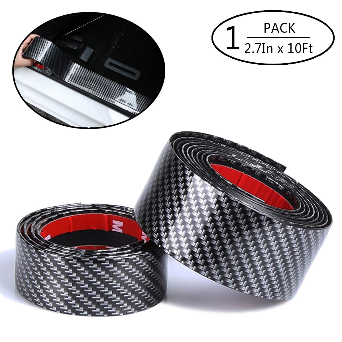 Universal Car Door Sill Protector Guard Car Bumper Protector-Carbon Fiber Rubber Front Rear Guard Bumper Seal Strip,Pedal Protect,Anti-Kick Scratch for Cars Doors (width7CM long3M)