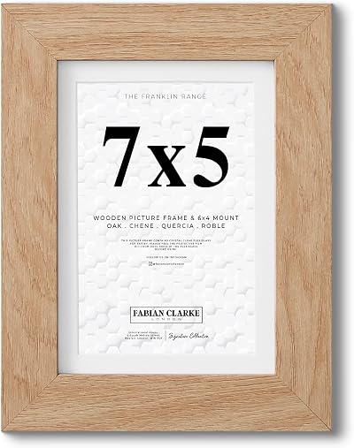 Fabian Clarke London 7x5 Modern Oak Photo Frame with White Mount 6x4