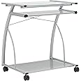 Calico Designs L-Shaped Computer Home Office Desks and Laptop Cart, 27''W x 18.75''D x 29''H, Silver