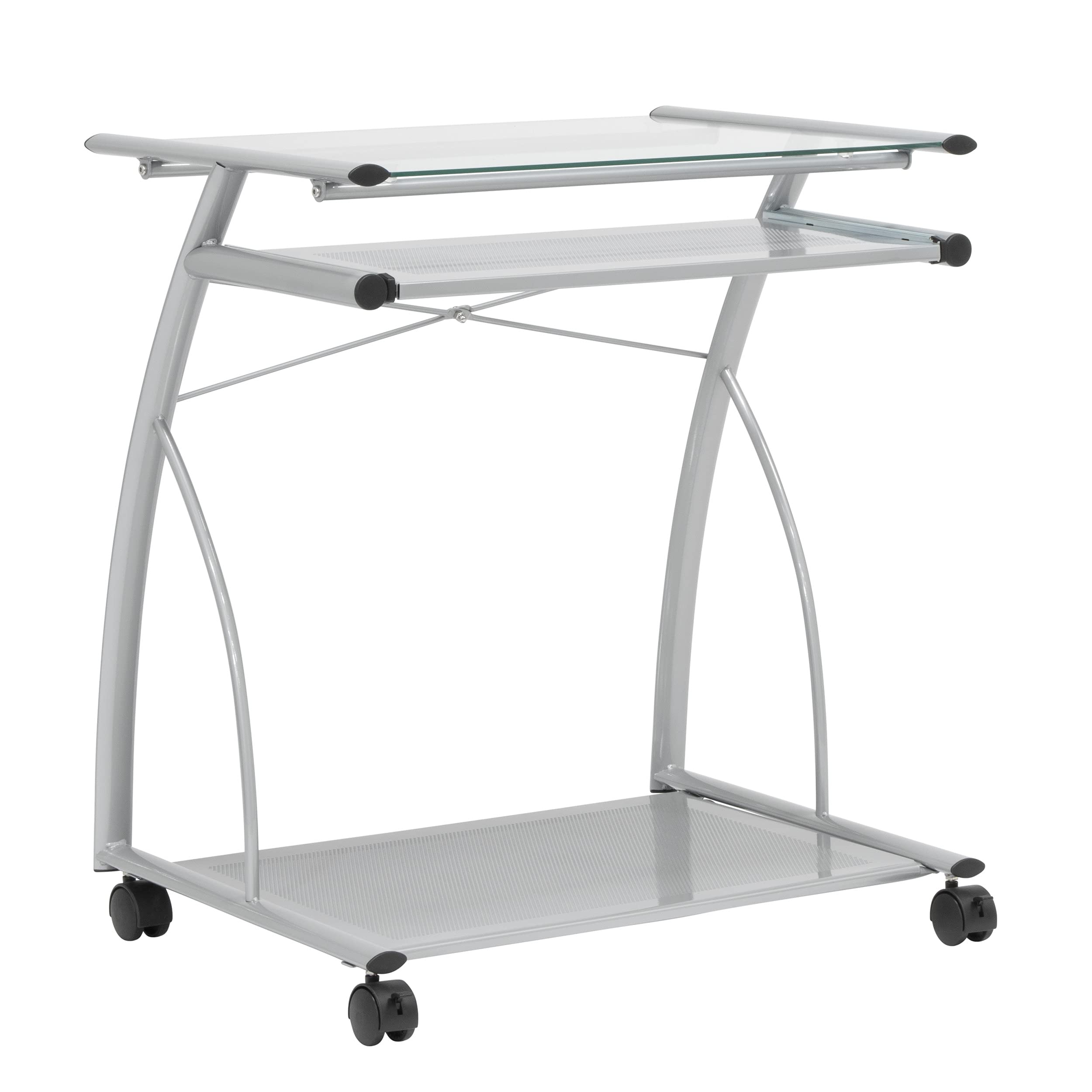 Photo 1 of Calico Designs L-Shaped Computer Home Office Desks and Laptop Cart, 27''W x 18.75''D x 29''H, Silver
