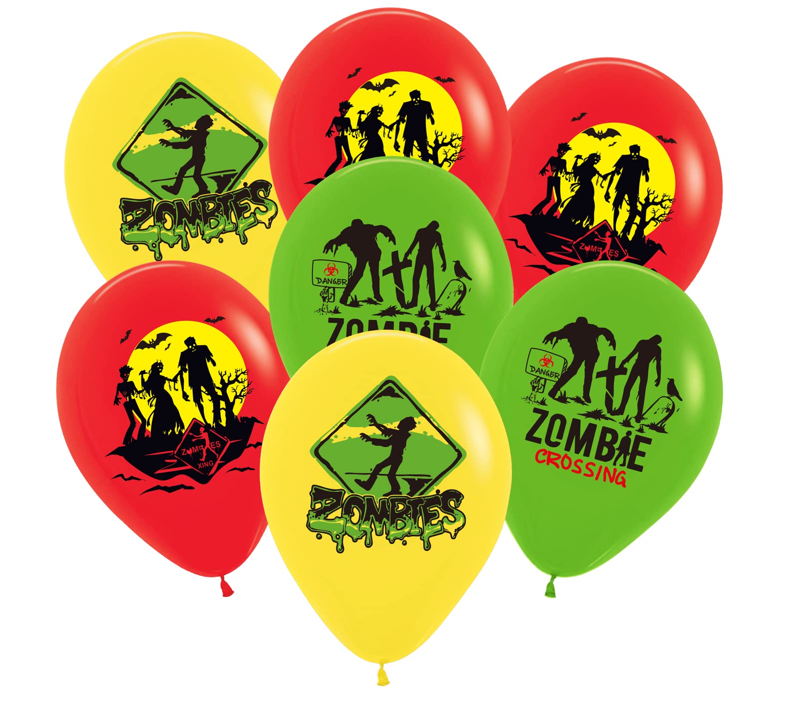 Photo 1 of 30pcs Walking Dead Zone Zombie Balloons - 12in Zombie Crossing Decorations for Halloween Party