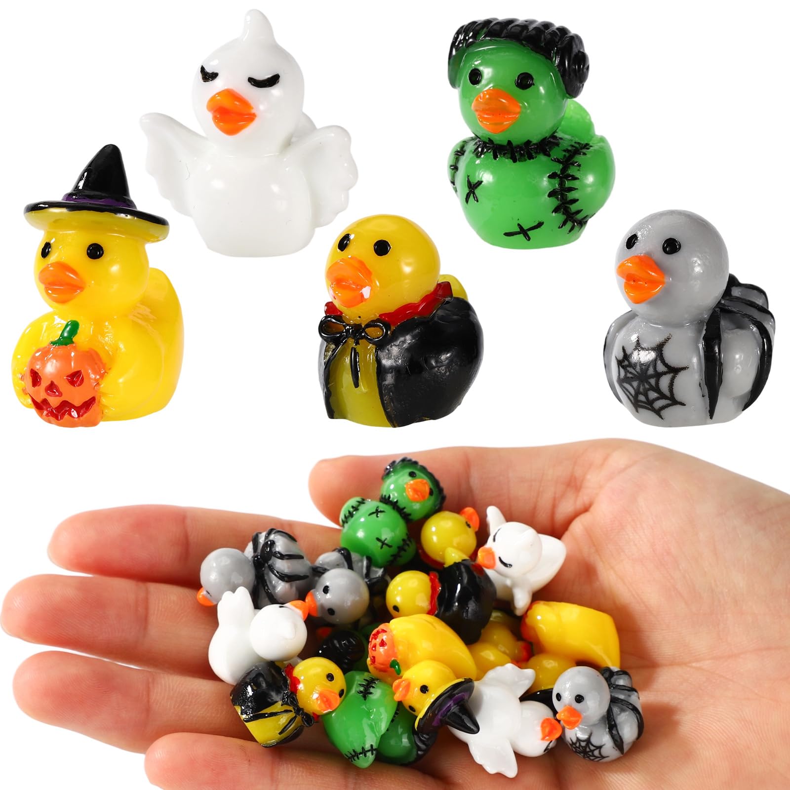 Photo 1 of 30pcs Halloween Mini Resin Ducks, Tiny Duck Figurines Miniature Small Halloween Ducks Party Favors Gifts Goodie Bag Fillers for DIY Craft Dollhouse Garden Micro Landscape Decorations