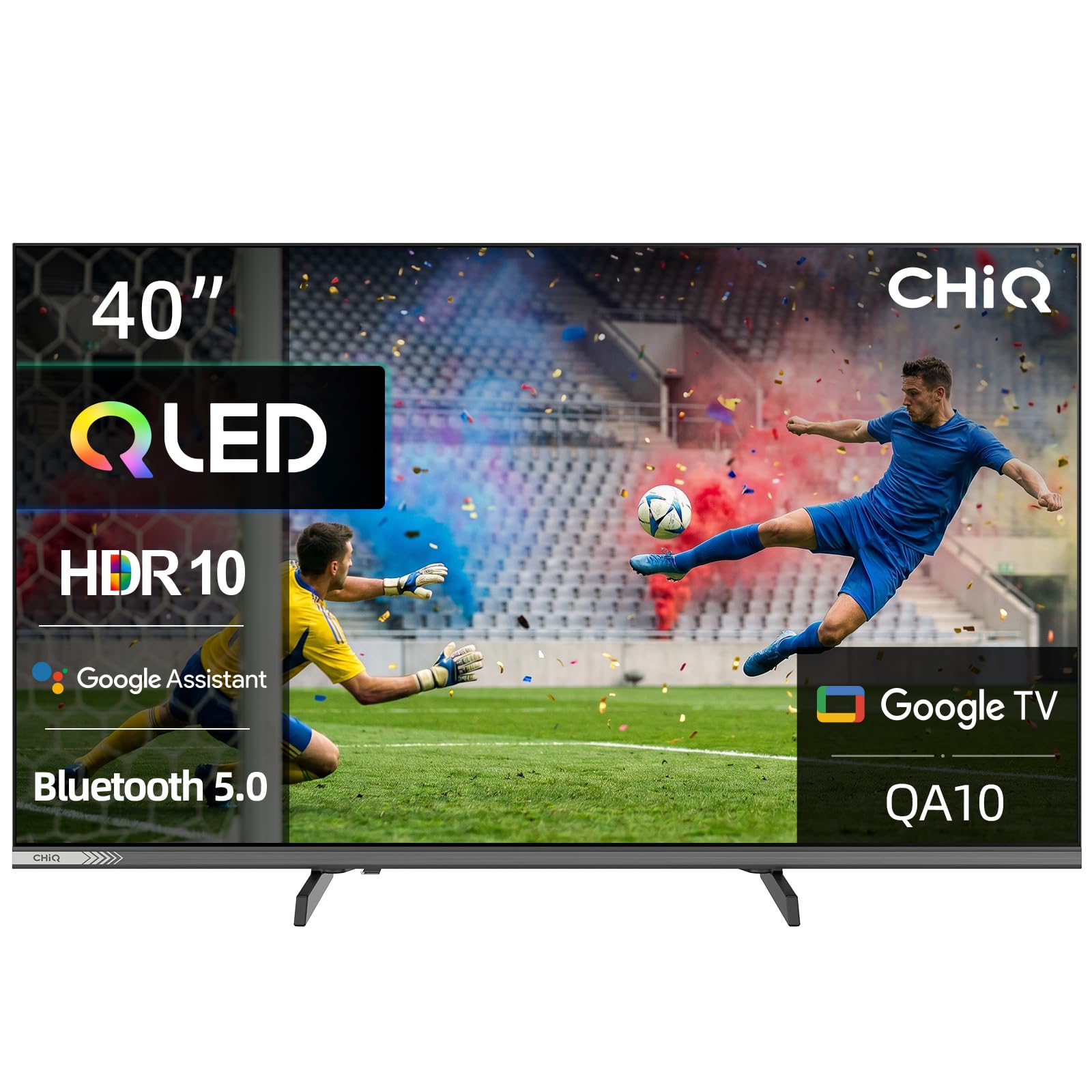 CHIQ 40QA10 40 Zoll(100 cm) Ful-HD QLED Google Smart TV mit HDR10, Dolby Audio, Airplay, Chromecast, Integrierter Triple Tuner (DVB-C/T/T2/S/S2), Prime Video, Integrierter Google Assistant