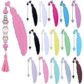 15 Packs Beadable Bookmarks with Bar Bulk Feather DIY Blank Bookmark for Beads Jewelry Pendants Charms Beading Book Make Marks Craft Colorful