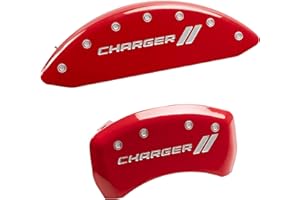 MGP Caliper Covers - Brake Caliper Covers 2011-2023 Dodge Challenger 2011-2023 Dodge Charger (Dual Piston) Front and Rear Set - RT Logo - Red