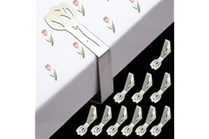 CUNGLIN Tablecloth Clips for Outdoor Tables, Tulip Shape Picnic Table Cloth Holder Clip Large Thick Stainless Steel Decorative Cover Clamp Pin for Indoor Party Wedding RV Accessories 10 Pack