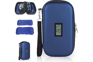 JUANCHI Insulin Cooler Travel Case TSA Approved, Refrigerated Medication Diabetic Cooler for Travel with Temperature Display, Medicine Organizer Bag with 2 Ice Pack