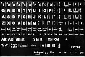 Softamm English Keyboard Stickers, Full Size, Black, Vinyl, Compatible with Desktop & Laptop