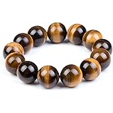 Fashion Month Mens Womens 6-20mm Beads Brown Tiger Eye Beaded Lucky Gemstone Stretch Bracelet Unisex Wrist
