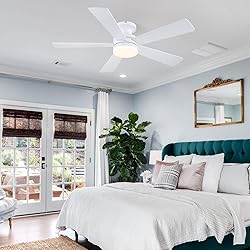 BYKISTOK White Ceiling Fans with Lights - 46" Flush