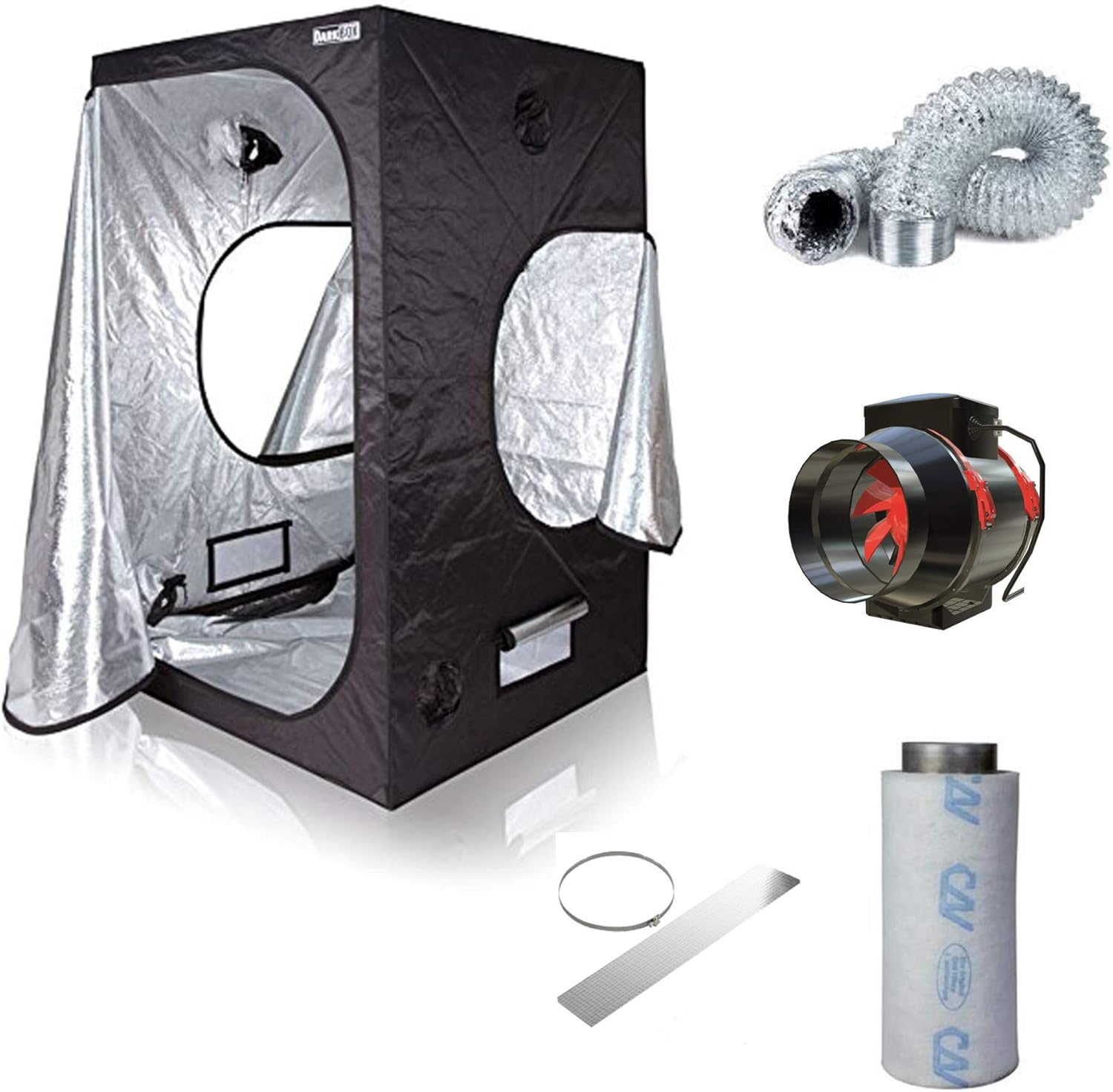 Box Set Zelt mit Abluft Growbox Growzelt 120cm 187cbm/h Rohrventilator AKF Grow