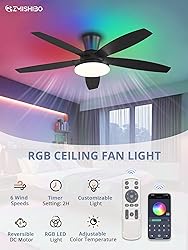 ZMISHIBO 48 inch RGB Ceiling Fans with Lights and
