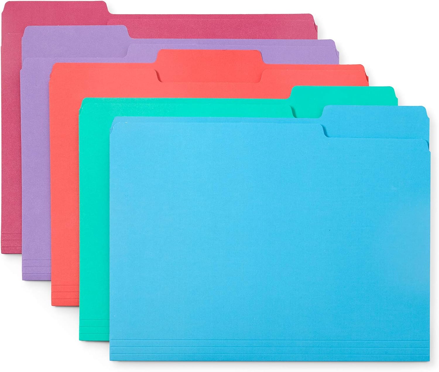 Blue Summit Supplies Gem Tone File Folders, 1/3 Cut Tab, Letter Size, Assorted Colors, Great for Organizing and Easy File Storage, 100 Per Box : Office Products