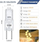 Caldarax 12 Pack GY6.35 Halogen Bulb 12V 50W Dimmable 2700K 650LM view 2