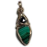 Rocks2Rings Brilliant Genuine Malachite Onxy Pendant - Emotional Balance Grounding, Strength and Endurance Power Stone MALO1