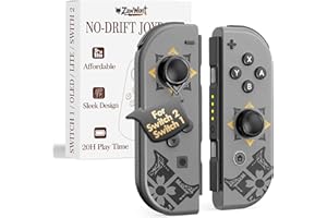 ZawWont Replacement For Switch Controller, Mando De Switch OLED/Lite, Wireless Left/Right Joypad With No-Drift Joystick, Wake-Up, Dual Vibration, No NFC (Gray, Not Official Controles)