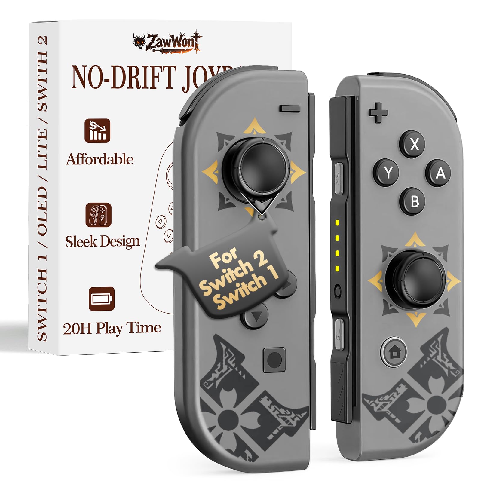 Photo 1 of Replacement For Switch Controller, Mando De Switch OLED/Lite, Wireless Left/Right Joypad With No-Drift Joystick, Wake-Up, Dual Vibration, No NFC (Gray, Not Official Controles)