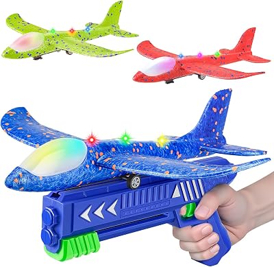 Winstico Airplane Launcher Toy 3 Pack Foam Glider Planes Ages 4-9