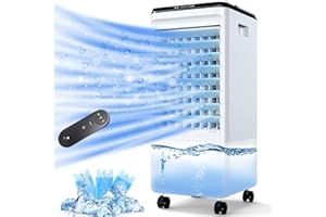 ZENGALEFLOW Evaporative Air Cooler, windowless air conditioner w/ 4 Modes 3 Speeds, 1.85Gal Water Tank, 7H Timer, Swamp Cooler Air Conditioner for Room Bedroom Outdoor Indoor, White Large