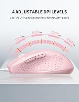 TECKNET USB Wired Mouse 6400 DPI 6-Button Ergonomic USB Computer Mouse view 2