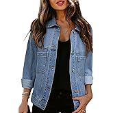 Sidefeel Women's Denim Jackets Casual Long Sleeve Oversized Fall Outfits Jean Jacket