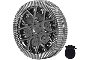 ADHD Haptic Coin Toy, Hollow Hub PatternFidget Toys Portable Magnetic Stress Relief Push Slider Toy (Gun Silver)