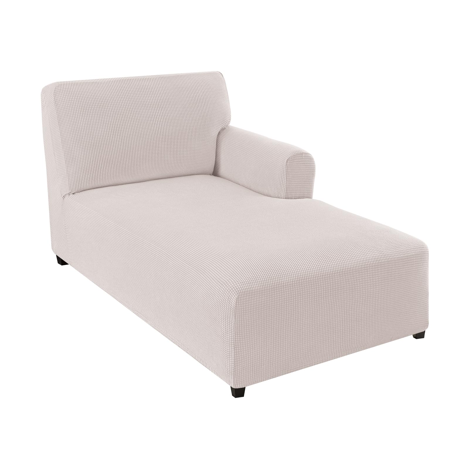 Photo 1 of FantasDecor Right Chaise Lounge Cover Stretch Chair Lattice Slipcover with Armrests for Living Room Bedroom Right Arm Soft Jacquard Fabric Machine Washable, Ivory,Right Chaise