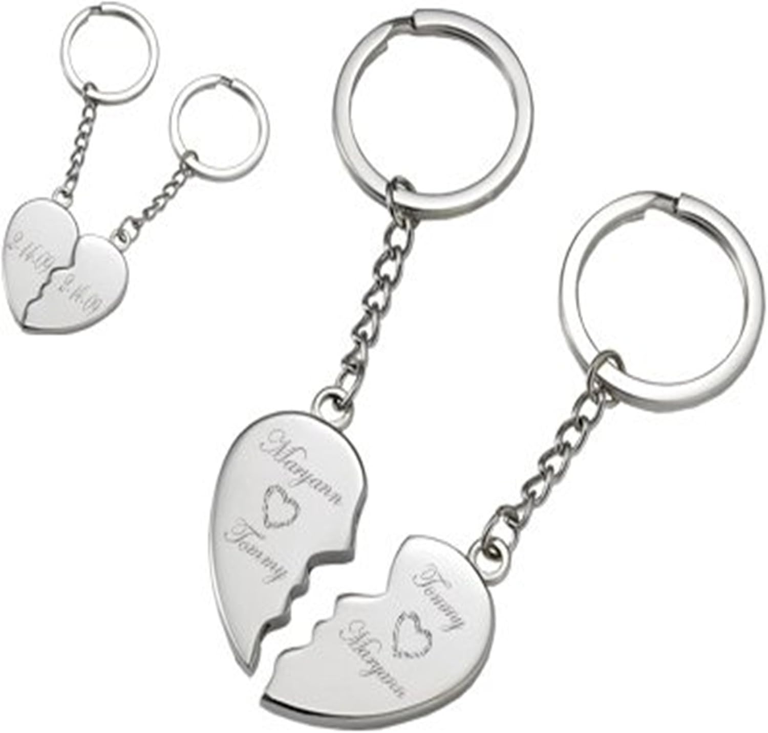 LAOFU Personalized Silver Broken Heart Keychain Engraved Free