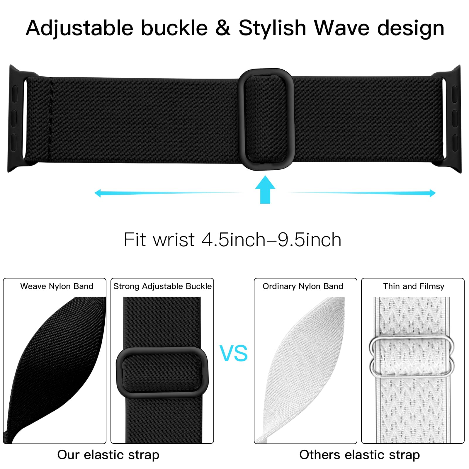 Lerobo Braided Band Compatible with Apple Watch Series 10 9 8 7 46mm 45mm 41mm Ultra 2 49mm Series 6 5 SE 44mm 40mm Series 4 3 2 1 38mm 42mm Men iWatch Bands Women Stretchy Nylon Solo Loop Sport Strap