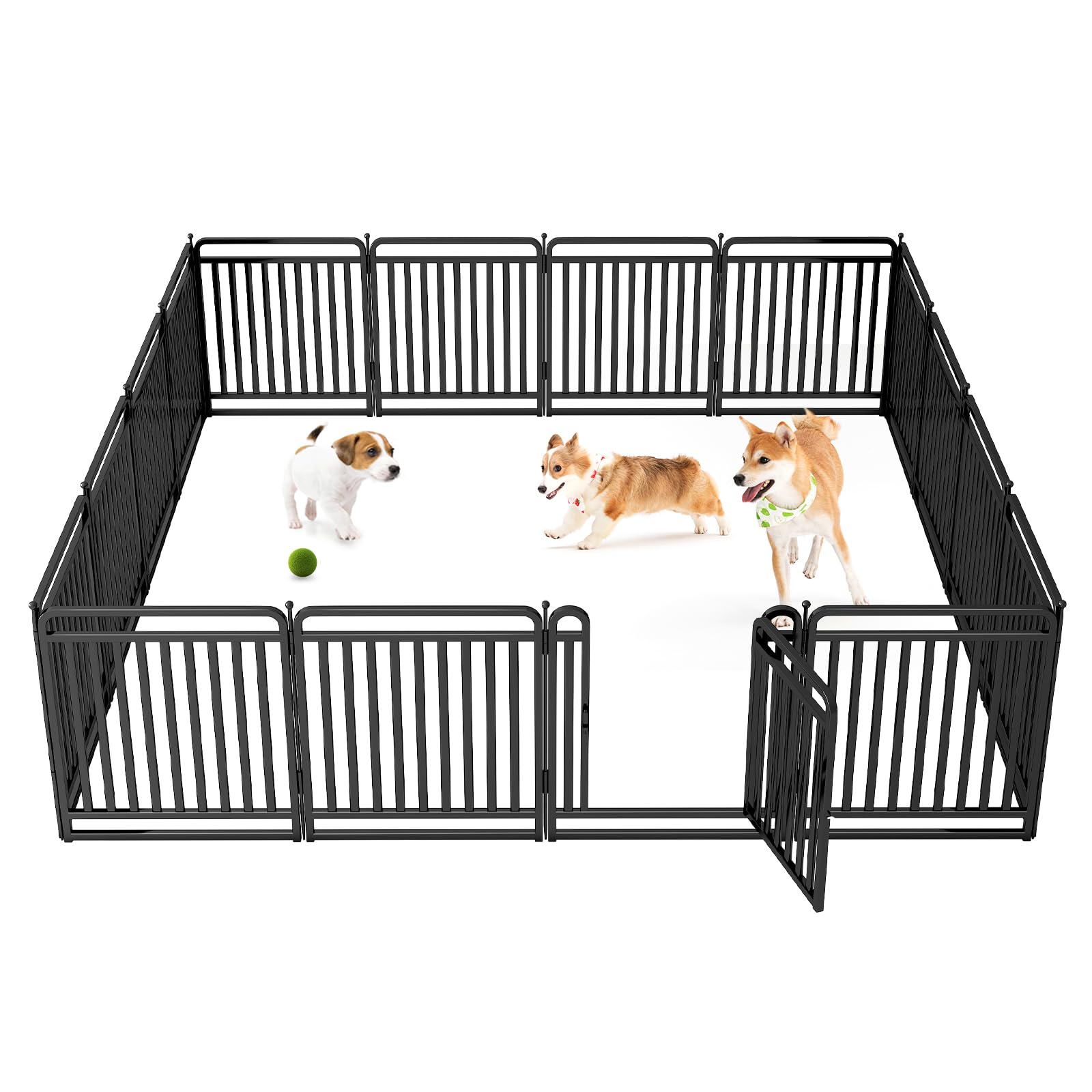 Photo 1 of **POSSIBLY FOR PARTS/ UNKNOWN DAMAGES/ MISSING PIECES*** New Thickened Version Dog Playpen, 32 Inch Dog Fences for The Yard, Portable Outdoor Dog Playpen for Large/Medium/Small Dogs, Foldable Metal Dog playpen, with Doors (16 Panels, 32 Inch)