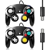 Gamecube Wired Controller,2 Pack Wired Controller for Gamecube,Black | Compatible with Nintendo Gamecube with Dual Vibration, Wired Controller for NGC Console, Plug and Play