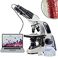 SWIFT SW380B 40X-2500X Magnification, Research-Grade Binocular Compound Lab Microscope, Mechanical Stage, with 5.0 mp Camera and Software Windows/Mac Compatible and 100pcs Blank Slides
